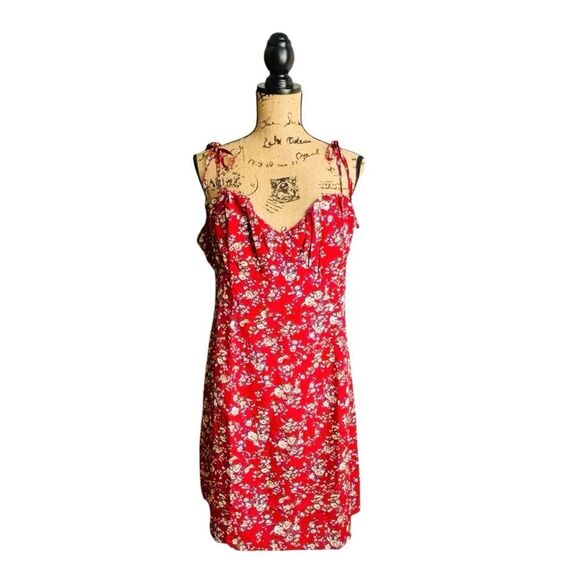SHEIN Curve Red All Over Floral Print Ruffle Dress NWOT Size 1XL 3 0430 - Picture 7 of 7
